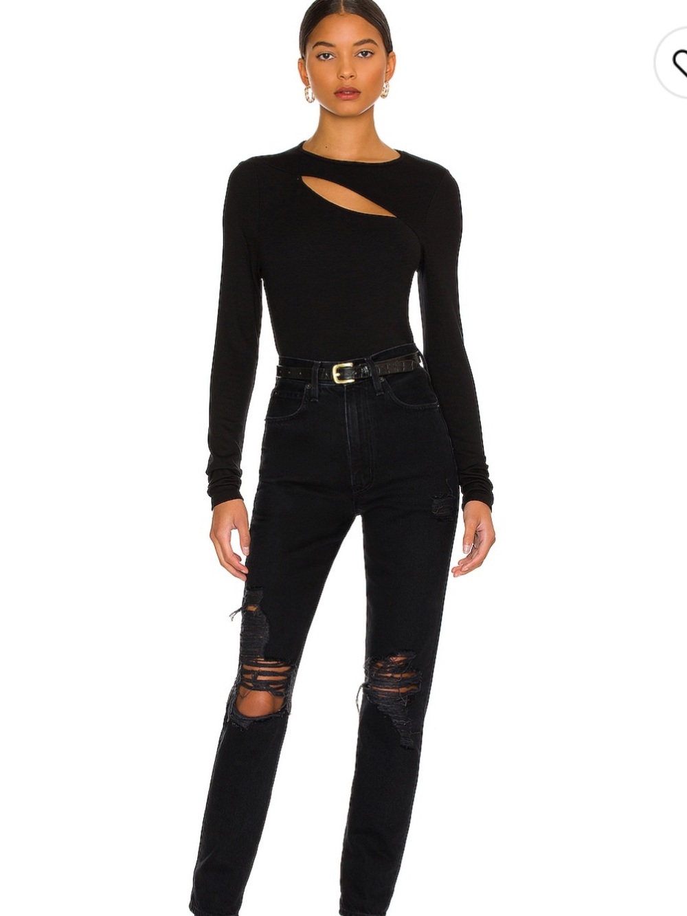 NWT- LA Made Black Peek A Boo Long Sleeve Top- Revolve